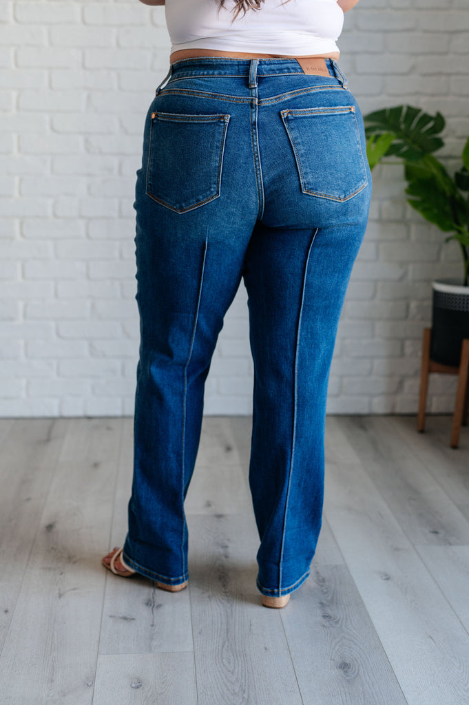 Campbell High Rise Center Seam Detail Straight Jeans-Womens-Timber Brooke Boutique, Online Women's Fashion Boutique in Amarillo, Texas