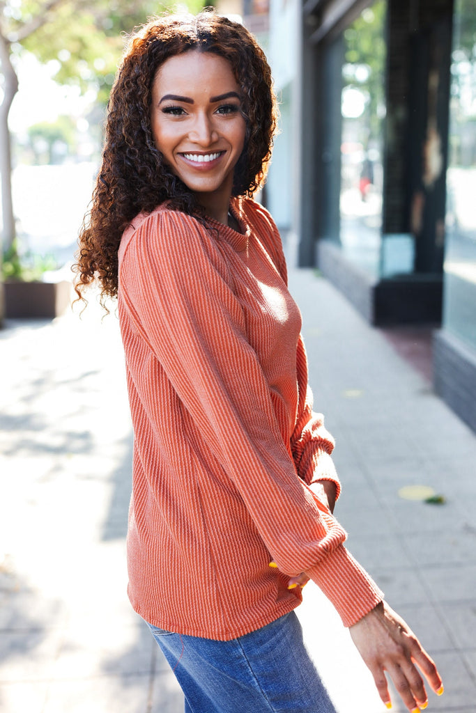 Everyday Rust Rib Mineral Wash Long Sleeve Top-Timber Brooke Boutique, Online Women's Fashion Boutique in Amarillo, Texas