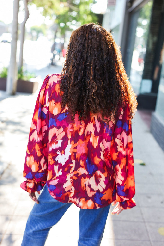 You Got This Wine Floral Print Print Frill Mock Neck Top-Timber Brooke Boutique, Online Women's Fashion Boutique in Amarillo, Texas