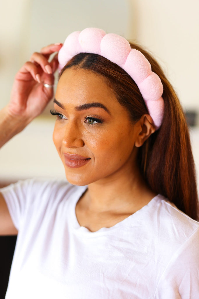 Ballerina Pink Terry Cloth Skincare Headband-Timber Brooke Boutique, Online Women's Fashion Boutique in Amarillo, Texas
