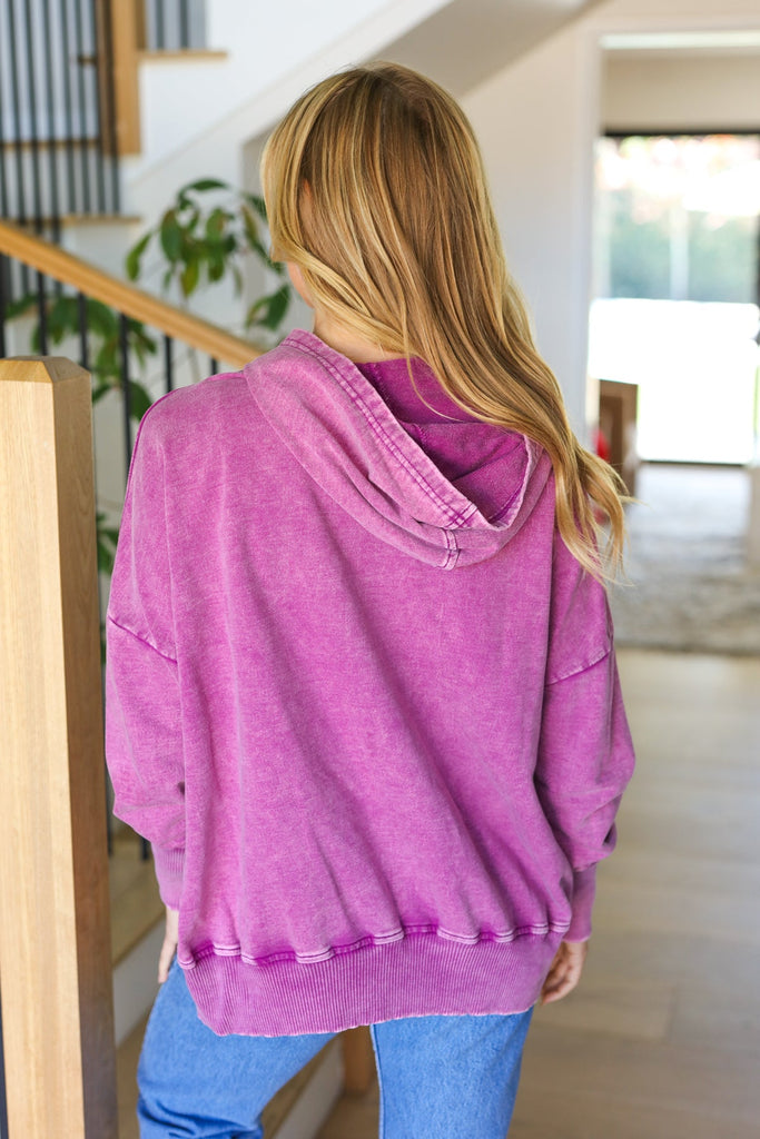Call On Me Violet French Terry Snap Button Hoodie-Timber Brooke Boutique, Online Women's Fashion Boutique in Amarillo, Texas