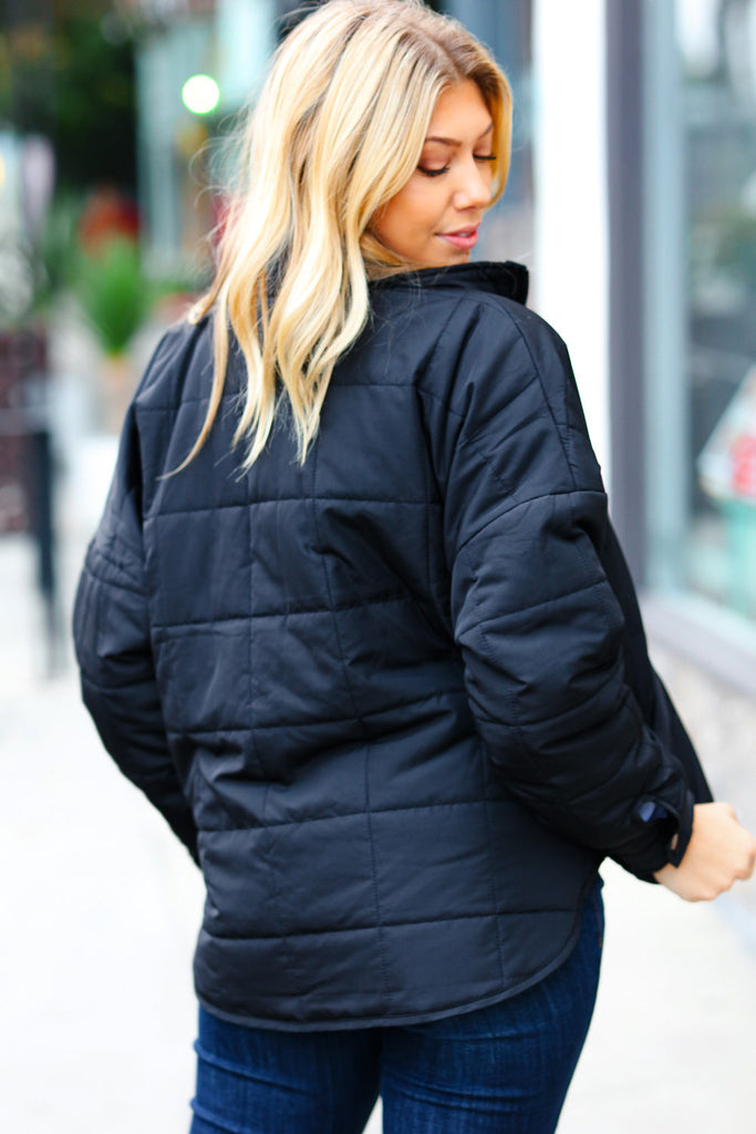 Eyes On You Black Quilted Puffer Jacket-Timber Brooke Boutique, Online Women's Fashion Boutique in Amarillo, Texas