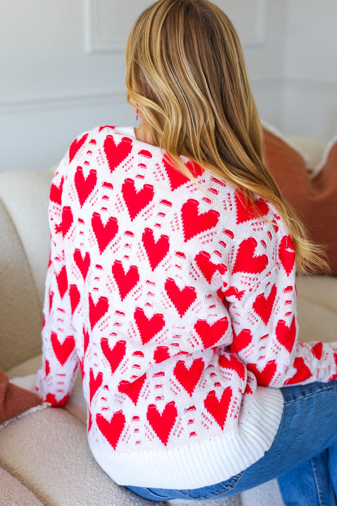 True Hearts Ivory & Red Heart Oversized Sweater-Timber Brooke Boutique, Online Women's Fashion Boutique in Amarillo, Texas