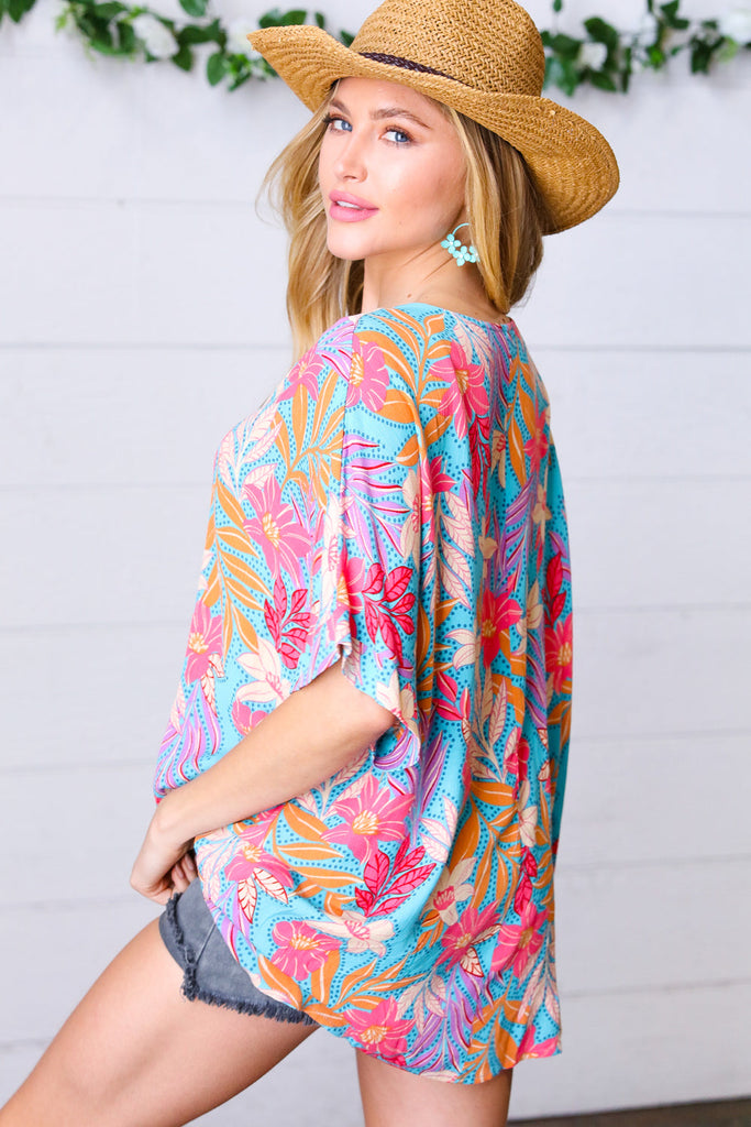 Multicolor Tropical Floral Print Woven Top-Timber Brooke Boutique, Online Women's Fashion Boutique in Amarillo, Texas