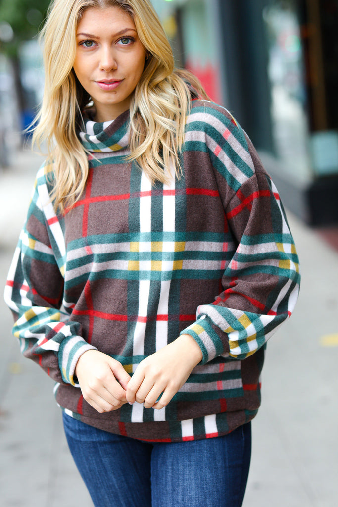 Embrace The Joy Multicolor Plaid Turtleneck Sweater-Timber Brooke Boutique, Online Women's Fashion Boutique in Amarillo, Texas