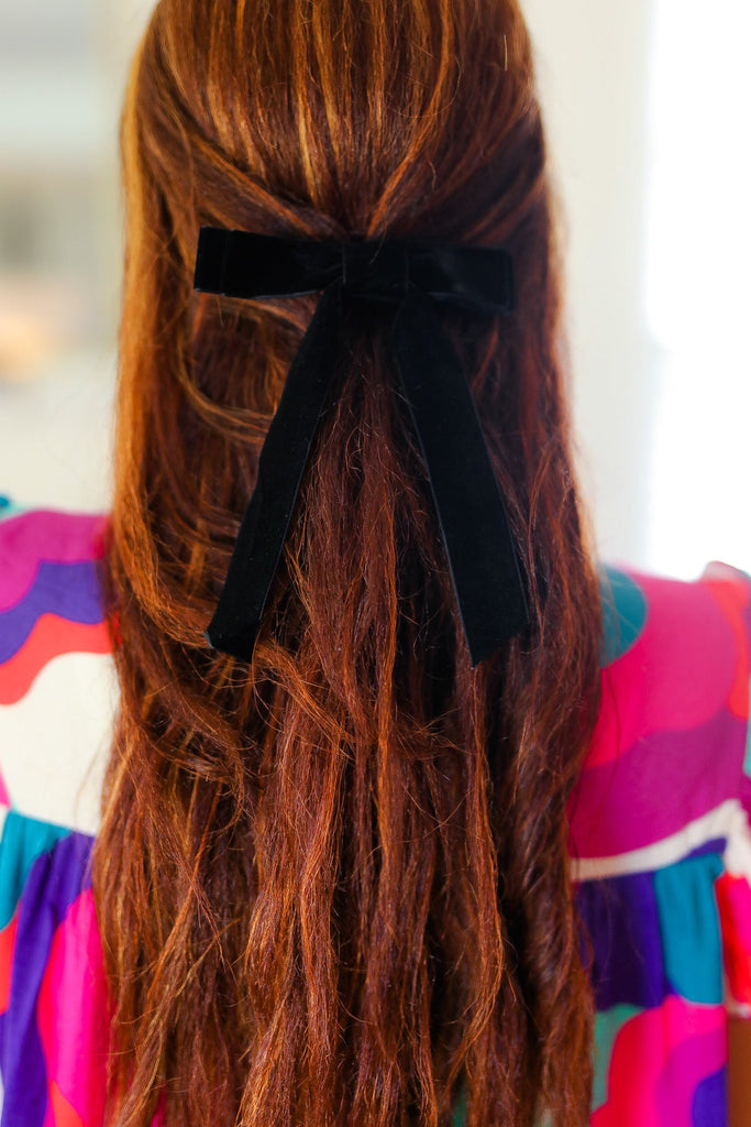 Black Velvet Clip-On Double Bow-Timber Brooke Boutique, Online Women's Fashion Boutique in Amarillo, Texas