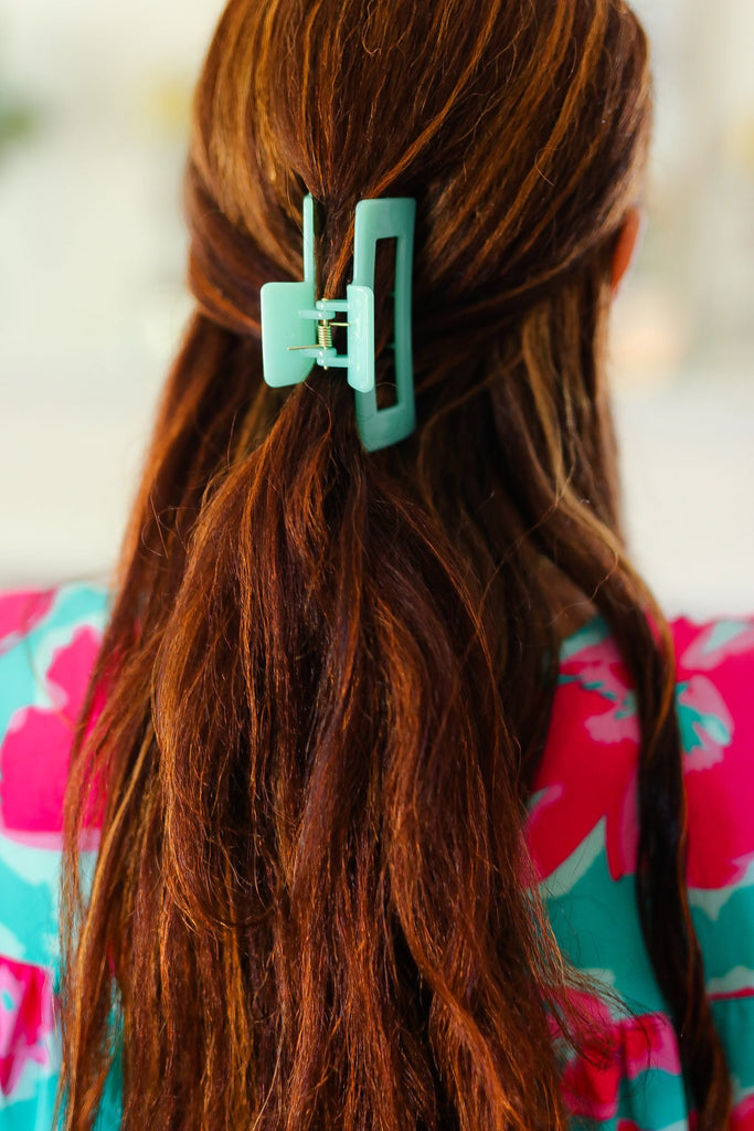 Seafoam Classic Hair Claw-Timber Brooke Boutique, Online Women's Fashion Boutique in Amarillo, Texas