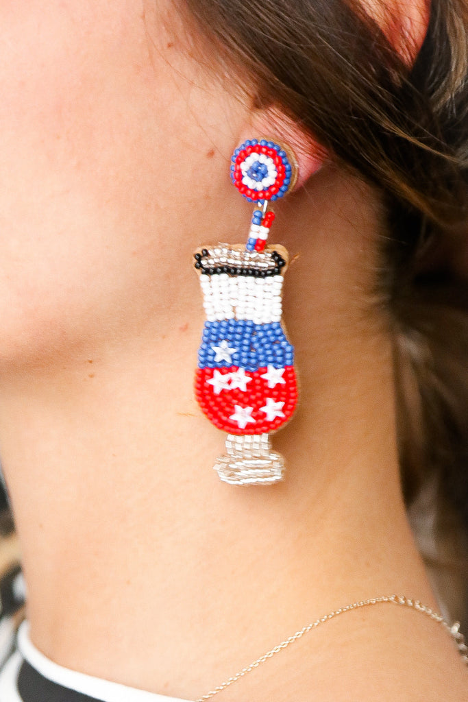 Freedom Cocktail Beaded Dangle Earrings-Jewelry-Timber Brooke Boutique, Online Women's Fashion Boutique in Amarillo, Texas