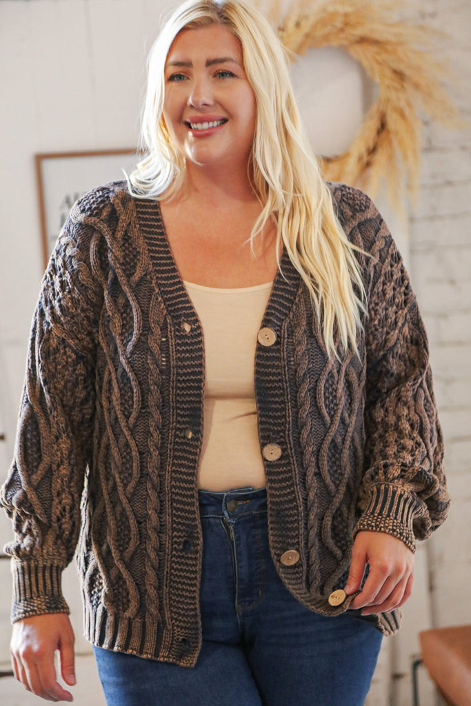 Brunette Bold & Classy Cable Knit Crop Cardigan-Timber Brooke Boutique, Online Women's Fashion Boutique in Amarillo, Texas