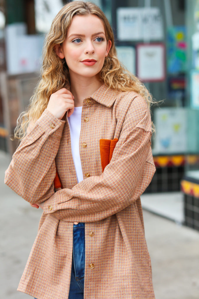Weekend Ready Rust Flannel Plaid Oversized Shacket-Timber Brooke Boutique, Online Women's Fashion Boutique in Amarillo, Texas