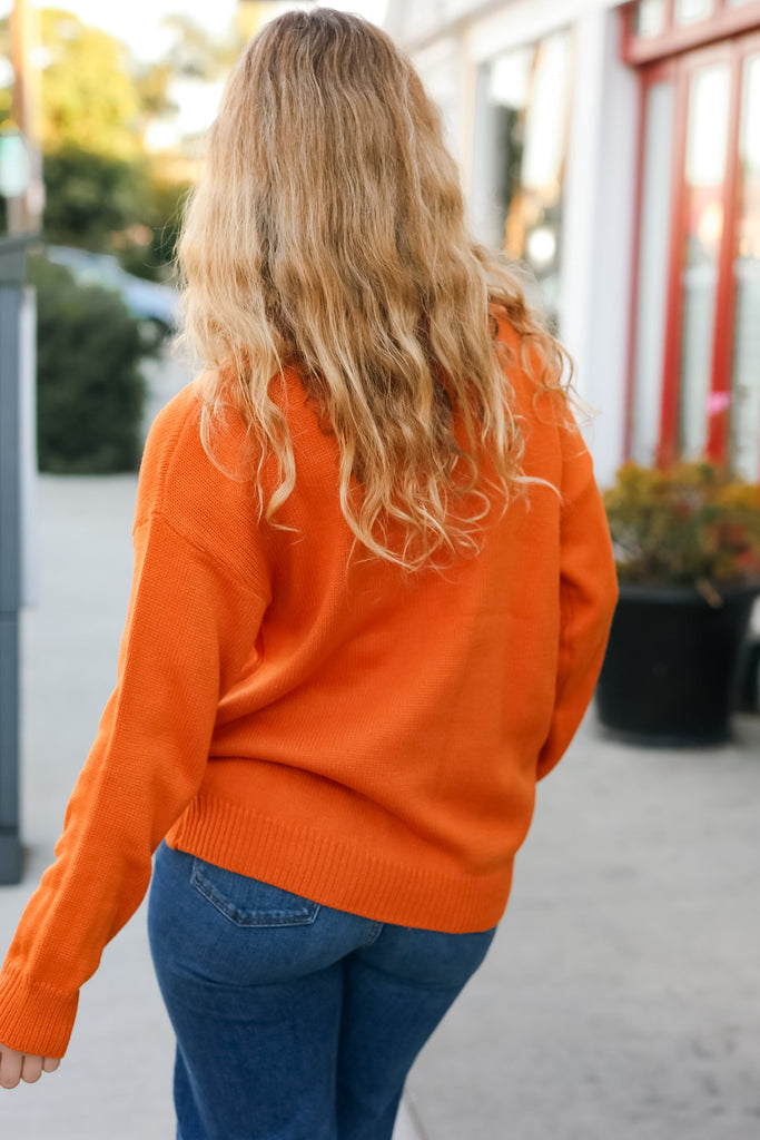 Game Day Orange "Tennessee" Embroidery Pop Up Sweater-Timber Brooke Boutique, Online Women's Fashion Boutique in Amarillo, Texas