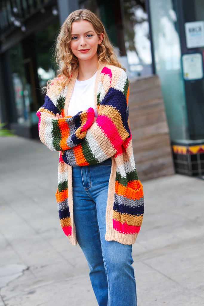 Multicolor Hand Crochet Chunky Oversized Cardigan-Timber Brooke Boutique, Online Women's Fashion Boutique in Amarillo, Texas