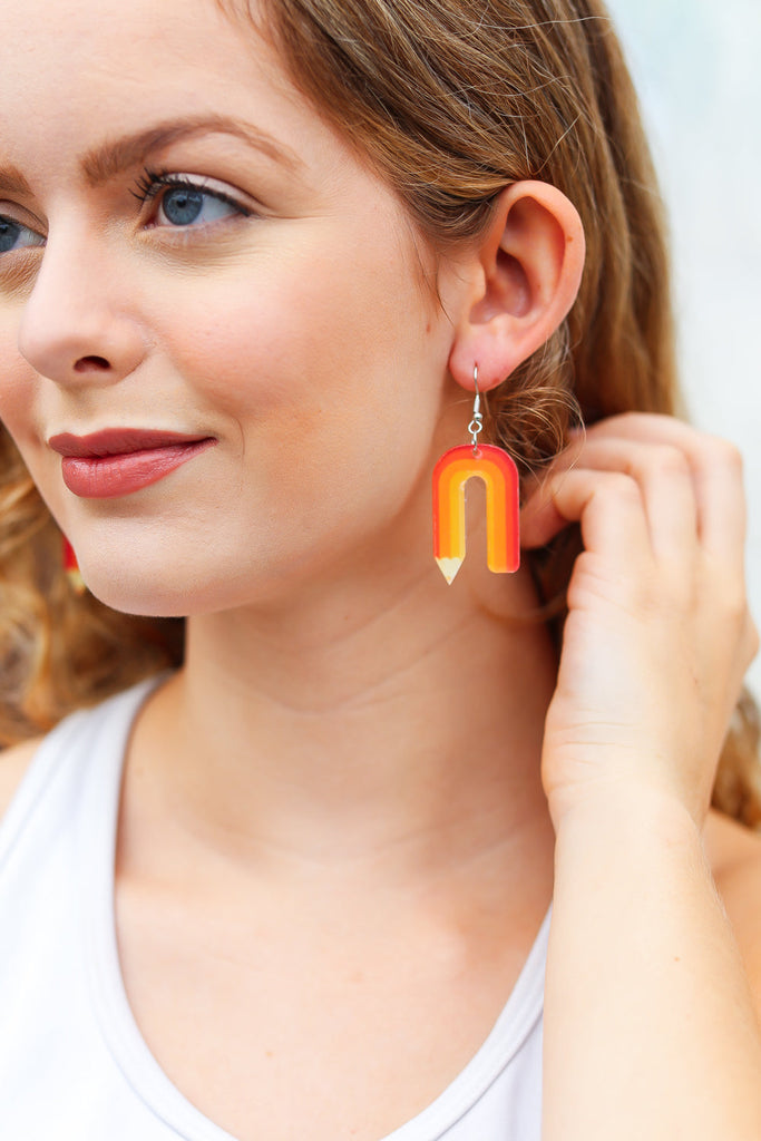 Back To School Curved Pencil Earring-Jewelry-Timber Brooke Boutique, Online Women's Fashion Boutique in Amarillo, Texas