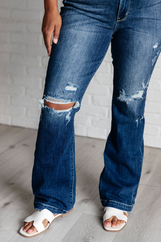 Mila Mid Rise Distressed Bootcut Jeans-Womens-Timber Brooke Boutique, Online Women's Fashion Boutique in Amarillo, Texas