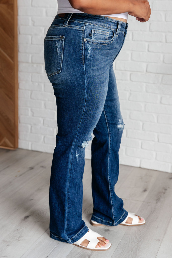 Mila Mid Rise Distressed Bootcut Jeans-Womens-Timber Brooke Boutique, Online Women's Fashion Boutique in Amarillo, Texas