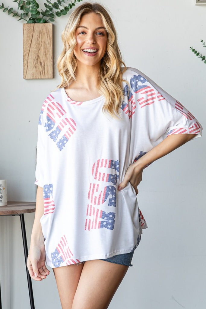 HOPELY Letter Graphic Round Neck T-Shirt-Timber Brooke Boutique, Online Women's Fashion Boutique in Amarillo, Texas