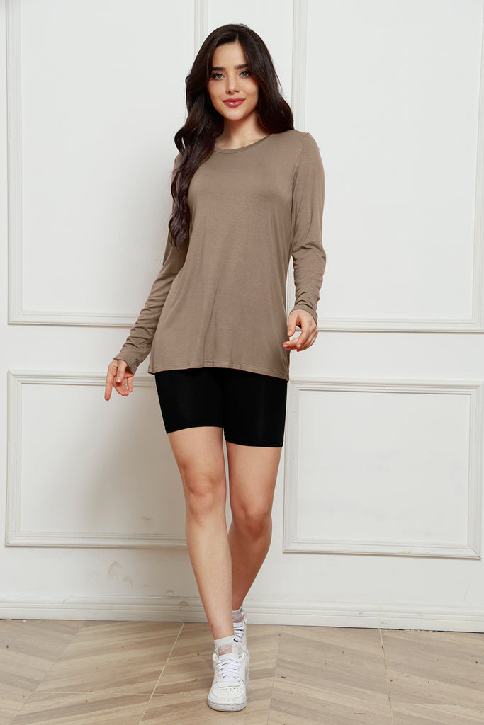 Basic Bae Full Size Round Neck Long Sleeve Top-Timber Brooke Boutique, Online Women's Fashion Boutique in Amarillo, Texas
