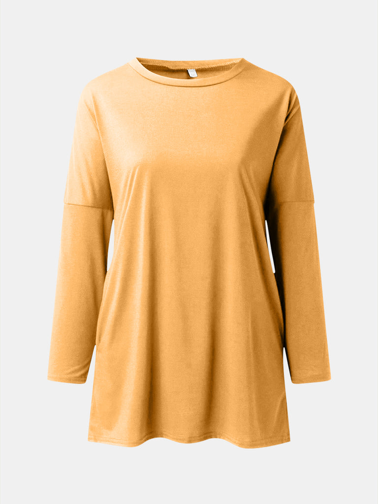 Full Size Round Neck Long Sleeve T-Shirt-Timber Brooke Boutique, Online Women's Fashion Boutique in Amarillo, Texas