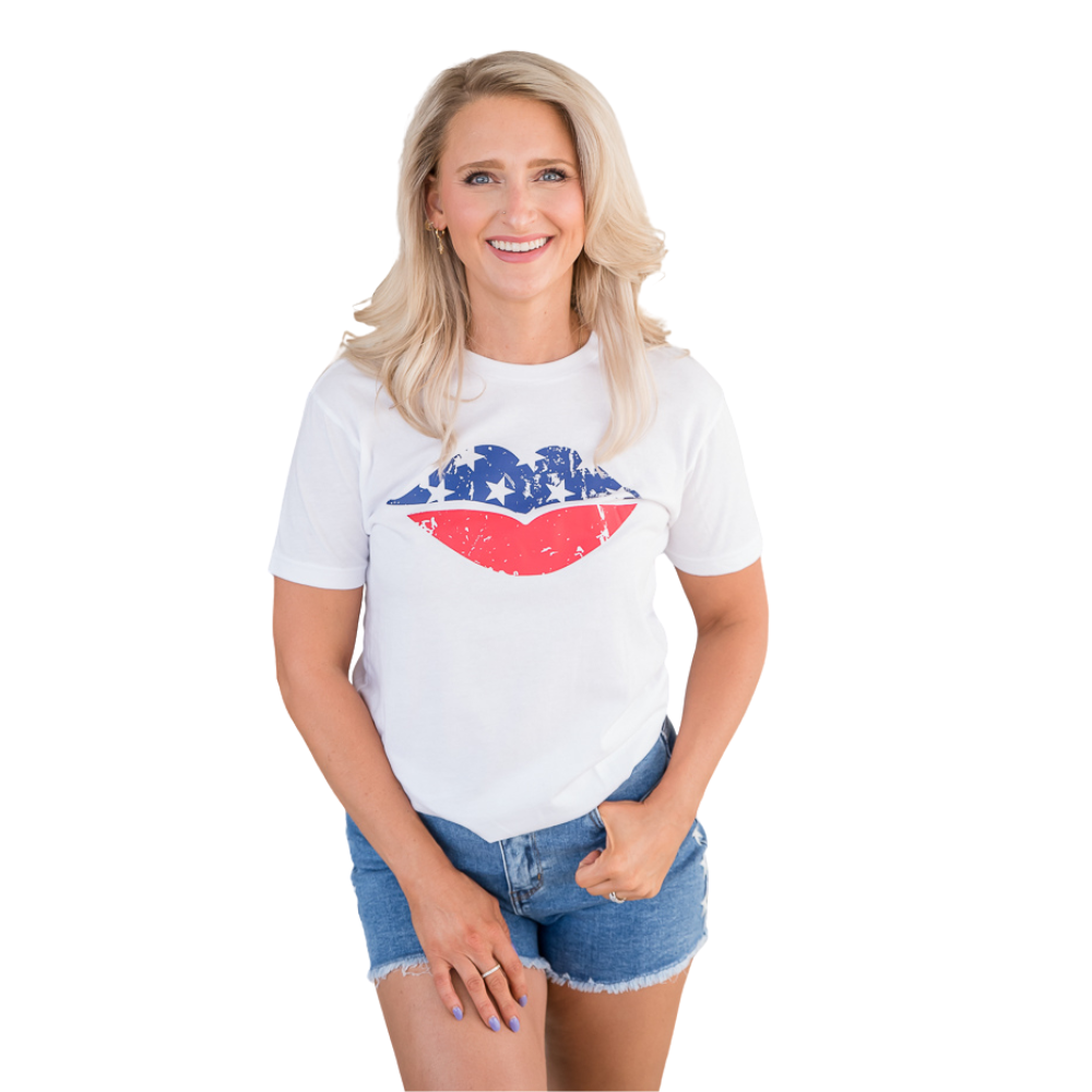 American Lips Graphic Tee-BT Graphic Tee-Timber Brooke Boutique, Online Women's Fashion Boutique in Amarillo, Texas