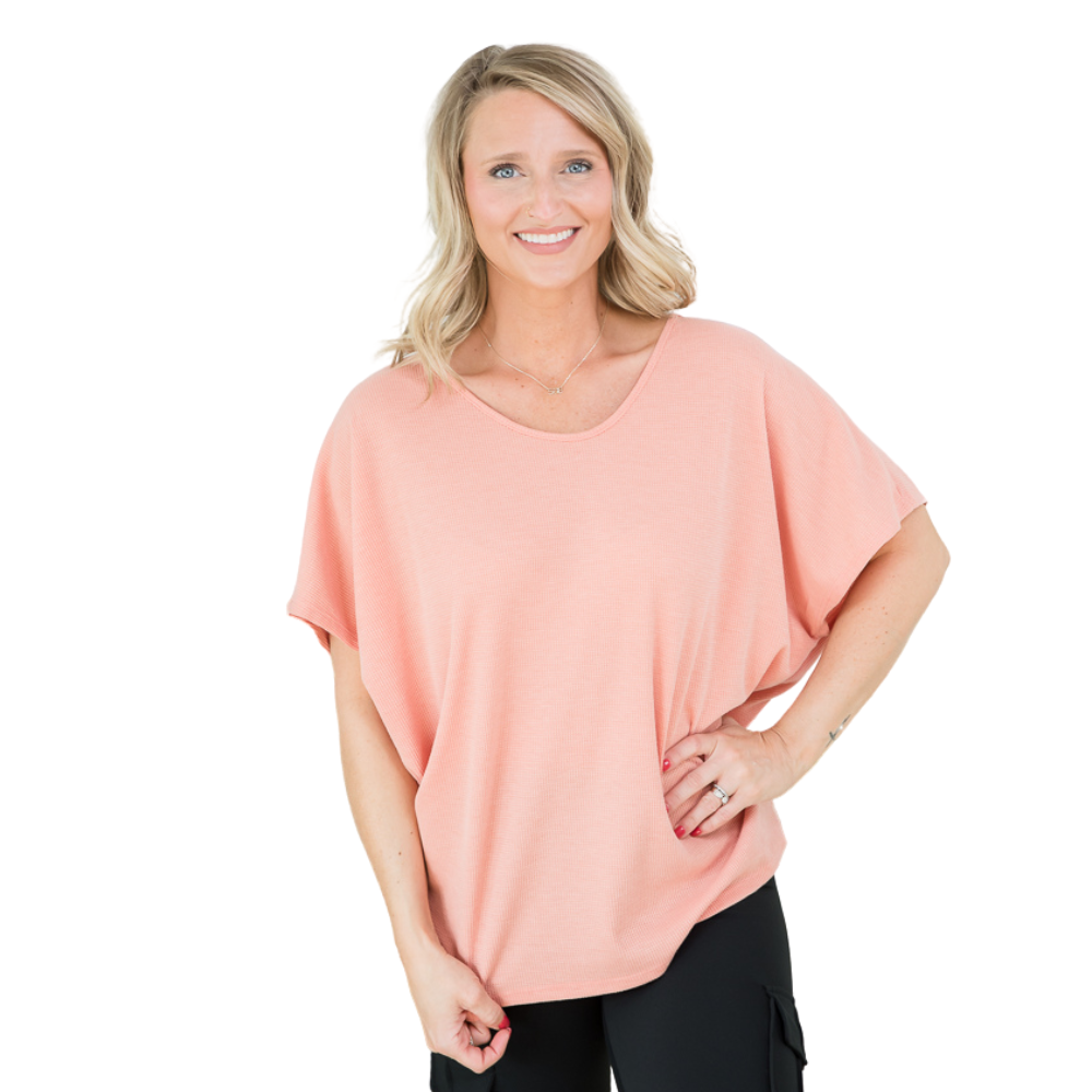 State of Mind Top in Apricot-Andre by Unit-Timber Brooke Boutique, Online Women's Fashion Boutique in Amarillo, Texas