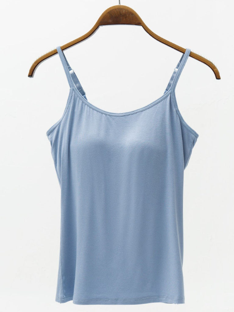 Full Size Adjustable Strap Modal Cami with Bra-Timber Brooke Boutique, Online Women's Fashion Boutique in Amarillo, Texas