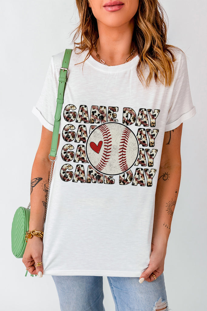 GAME DAY Round Neck Short Sleeve T-Shirt-Timber Brooke Boutique, Online Women's Fashion Boutique in Amarillo, Texas