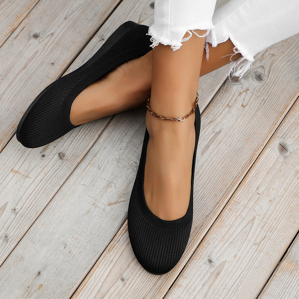 Round Toe Knit Ballet Flats-Timber Brooke Boutique, Online Women's Fashion Boutique in Amarillo, Texas