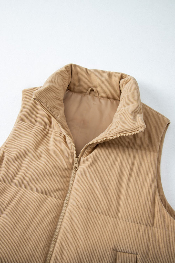 Pocketed Zip Up Turtleneck Vest Coat-Timber Brooke Boutique, Online Women's Fashion Boutique in Amarillo, Texas