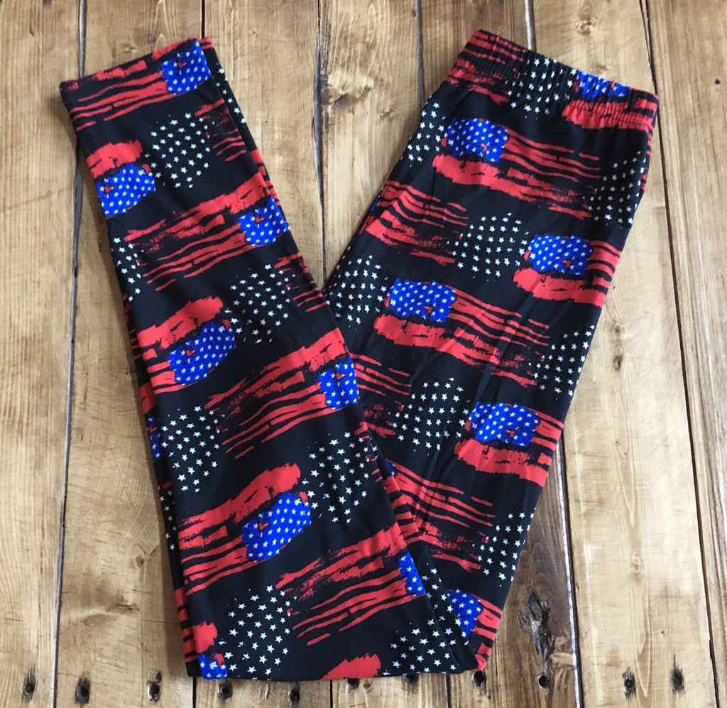 Fly Me Away Flag Leggings-Leggings-Timber Brooke Boutique, Online Women's Fashion Boutique in Amarillo, Texas