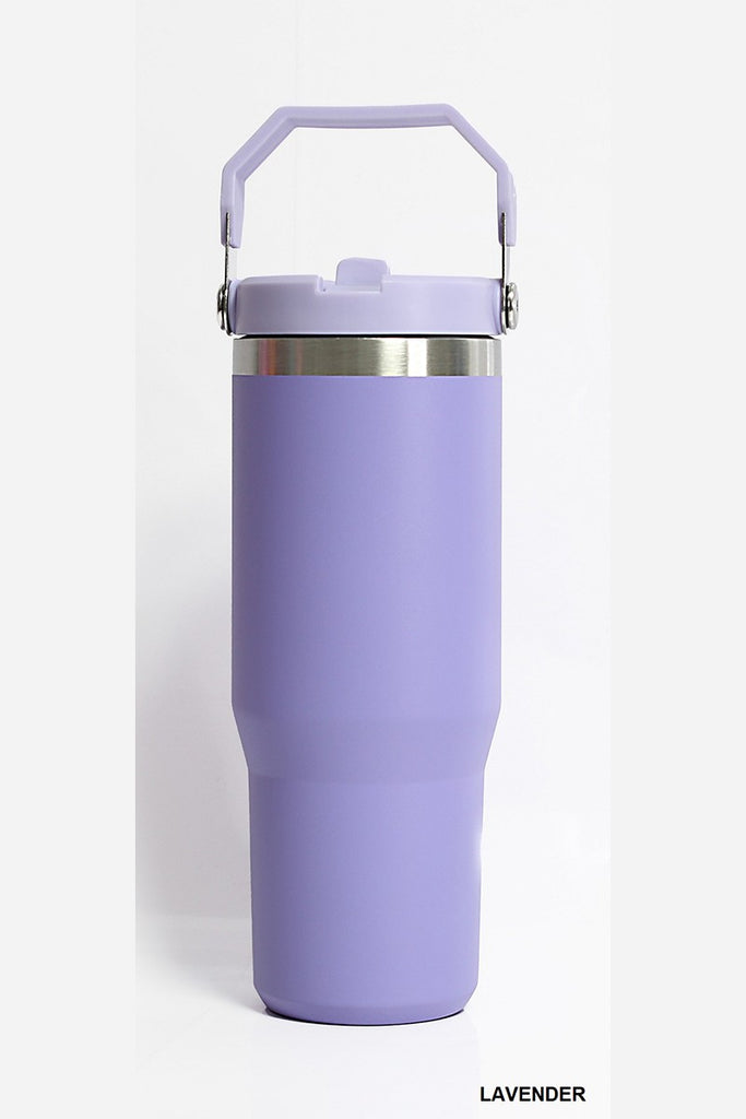 30OZ Stainless Steel Flip Straw Tumbler-Belt Bags-Timber Brooke Boutique, Online Women's Fashion Boutique in Amarillo, Texas