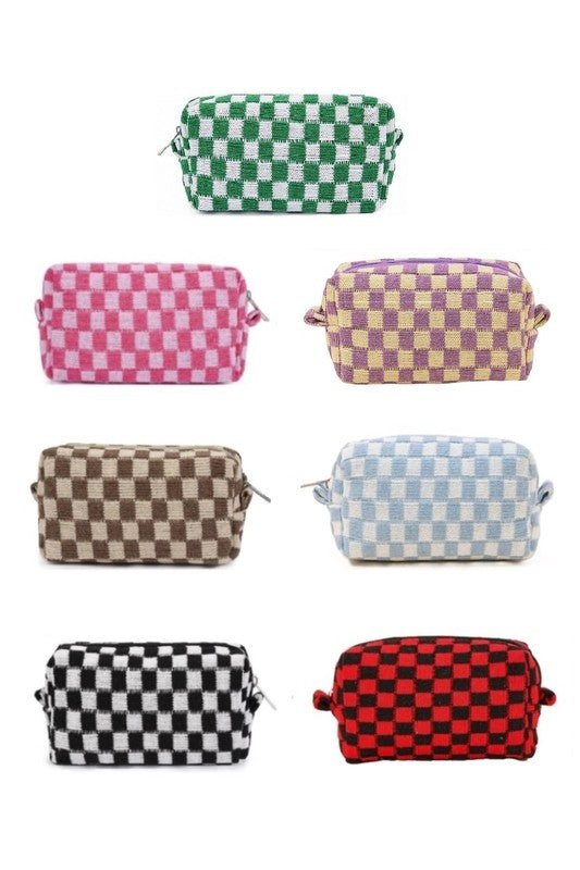 Checkered Cosmetic Pouch-Cosmetic Bag-Timber Brooke Boutique, Online Women's Fashion Boutique in Amarillo, Texas