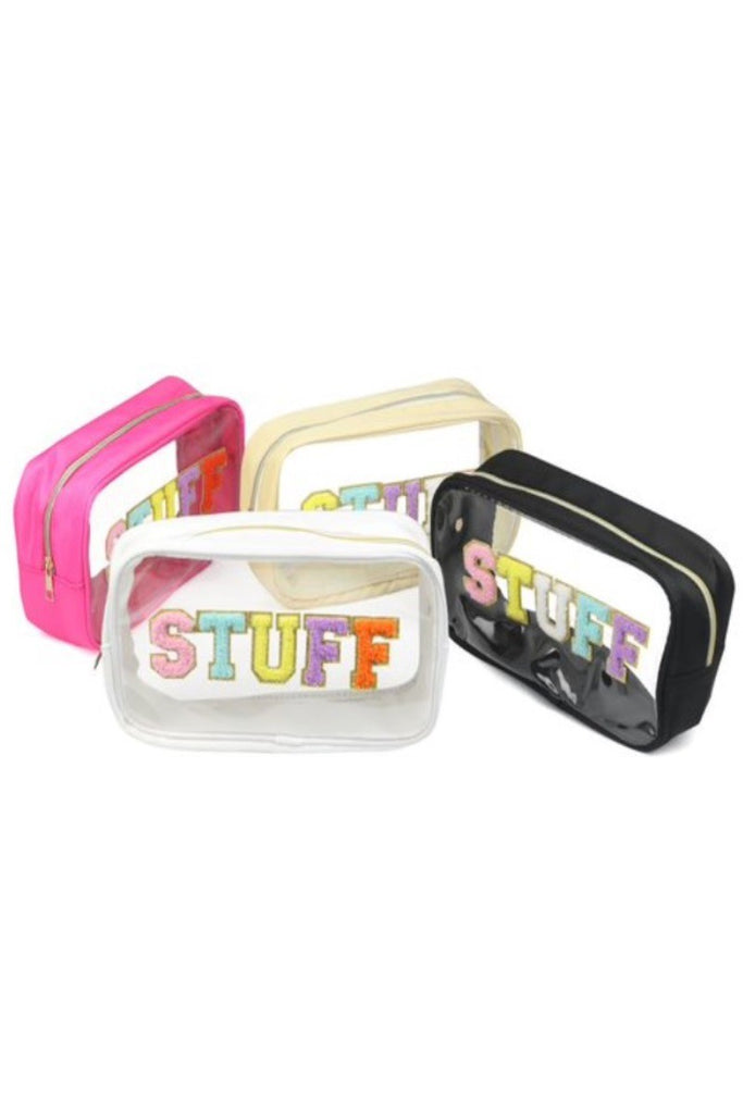 Stuff Letter Clear Cosmetic Bag-Cosmetic Bag-Timber Brooke Boutique, Online Women's Fashion Boutique in Amarillo, Texas