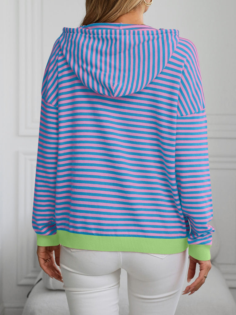 Striped Long Sleeve Hooded Knit Top-Timber Brooke Boutique, Online Women's Fashion Boutique in Amarillo, Texas