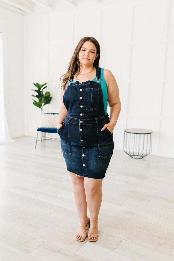 Agnes Denim Overall Dress-Womens-Timber Brooke Boutique, Online Women's Fashion Boutique in Amarillo, Texas