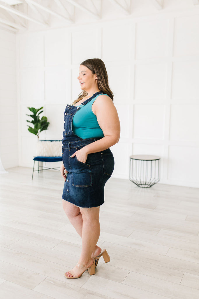 Agnes Denim Overall Dress-Womens-Timber Brooke Boutique, Online Women's Fashion Boutique in Amarillo, Texas