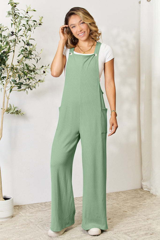 Double Take Full Size Wide Strap Overall with Pockets-Timber Brooke Boutique, Online Women's Fashion Boutique in Amarillo, Texas