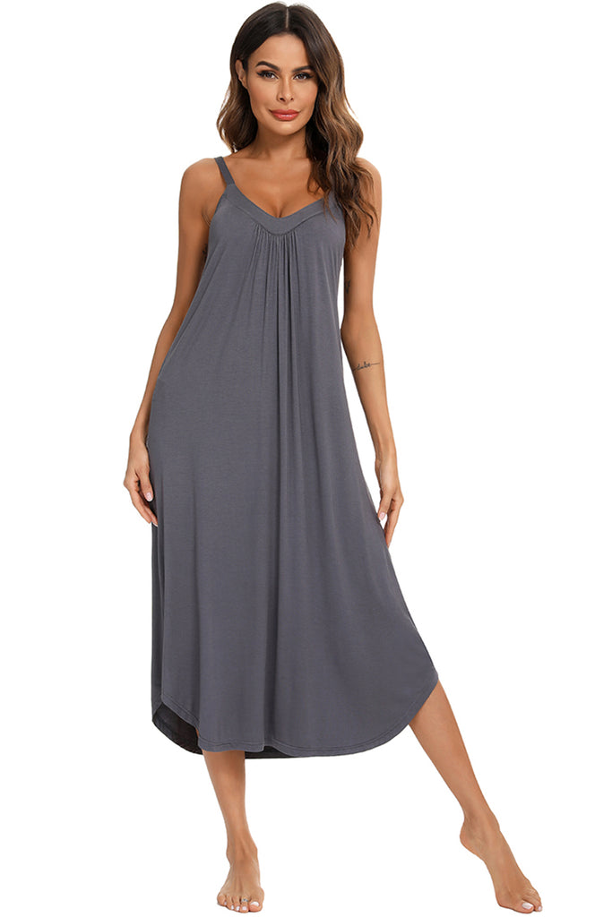 V-Neck Midi Lounge Dress-Timber Brooke Boutique, Online Women's Fashion Boutique in Amarillo, Texas