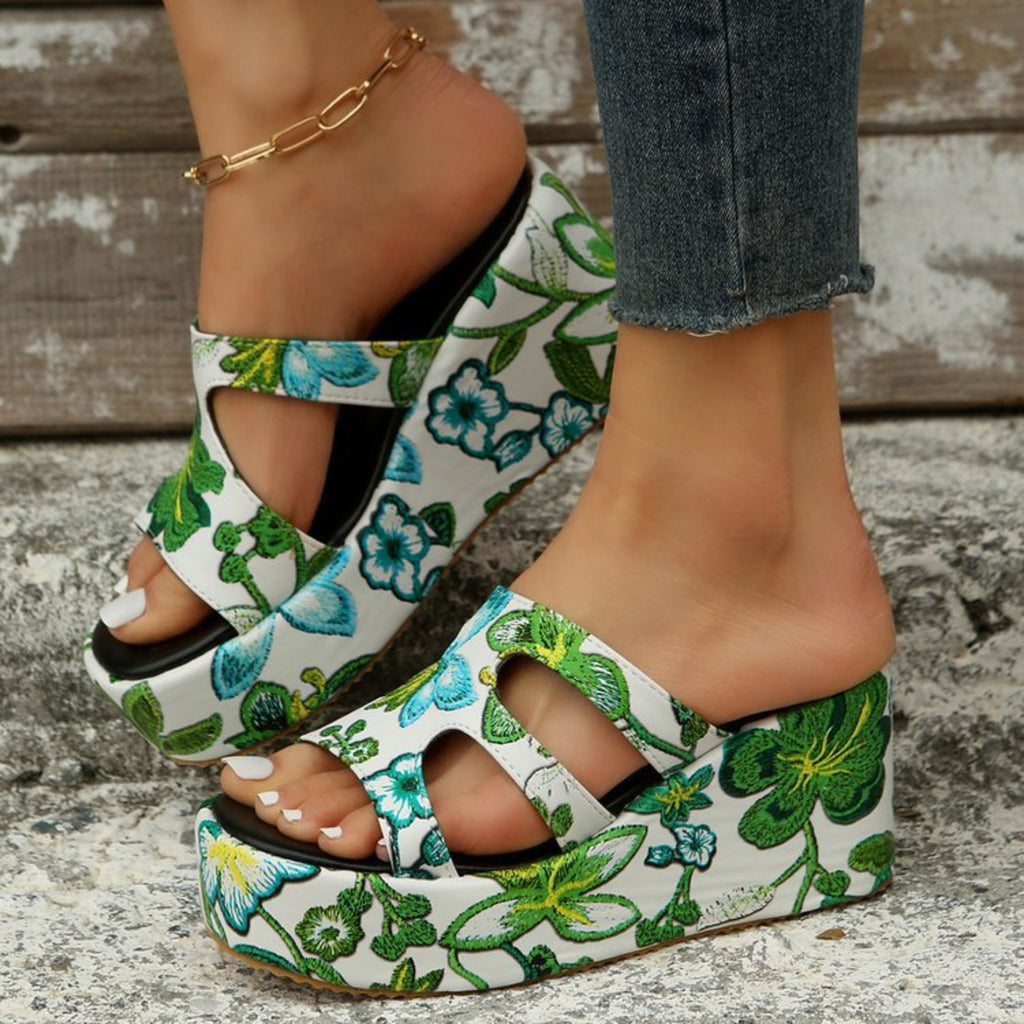 Cutout Floral Peep Toe Sandals-Timber Brooke Boutique, Online Women's Fashion Boutique in Amarillo, Texas