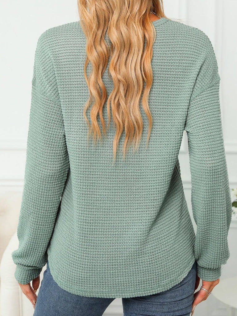 Round Neck Long Sleeve T-Shirt-Timber Brooke Boutique, Online Women's Fashion Boutique in Amarillo, Texas