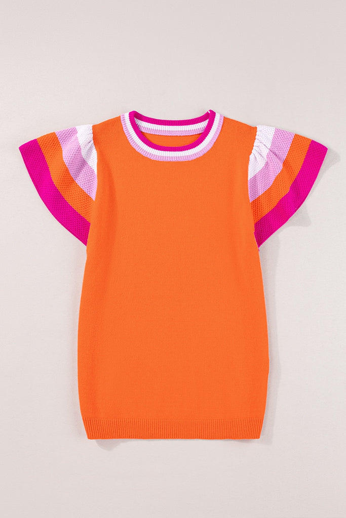 Color Block Round Neck Knit Top-Timber Brooke Boutique, Online Women's Fashion Boutique in Amarillo, Texas