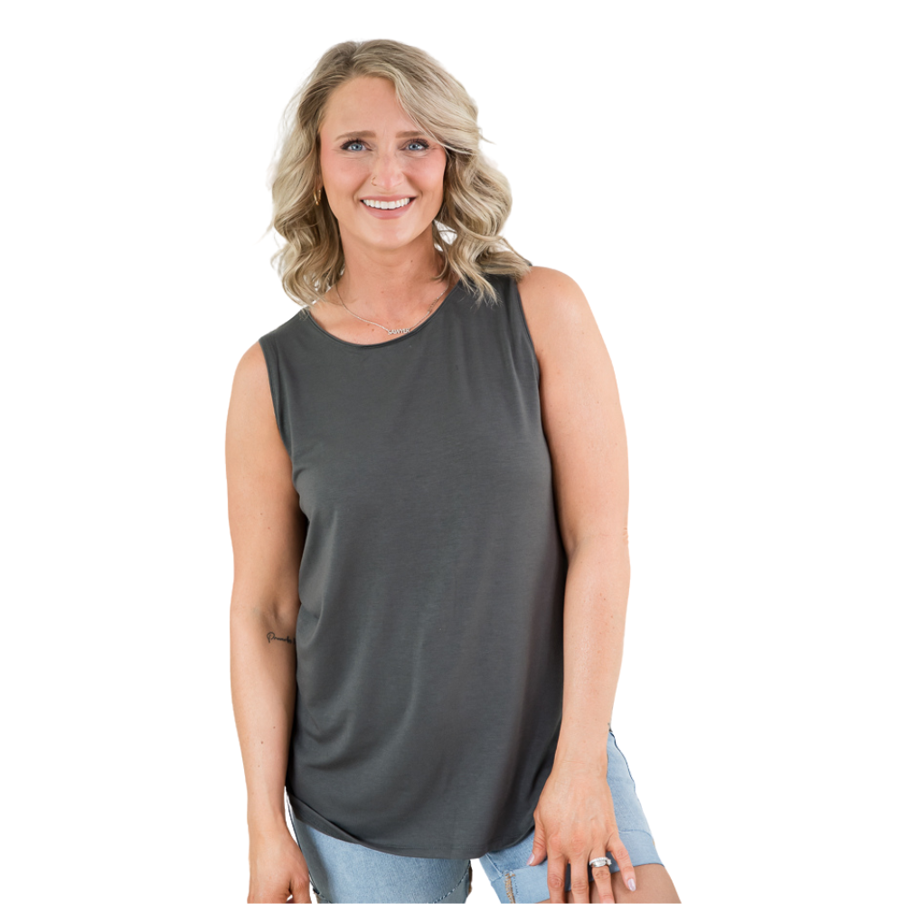 Made For Today Tank in Ash Grey-Zenana-Timber Brooke Boutique, Online Women's Fashion Boutique in Amarillo, Texas