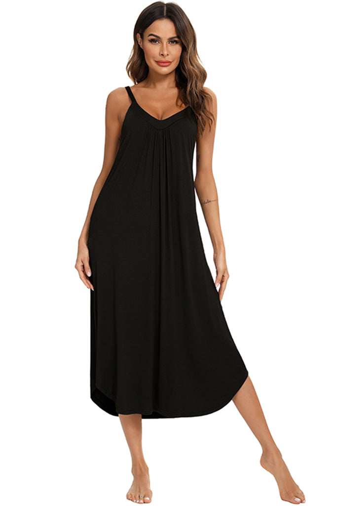 V-Neck Midi Lounge Dress-Timber Brooke Boutique, Online Women's Fashion Boutique in Amarillo, Texas