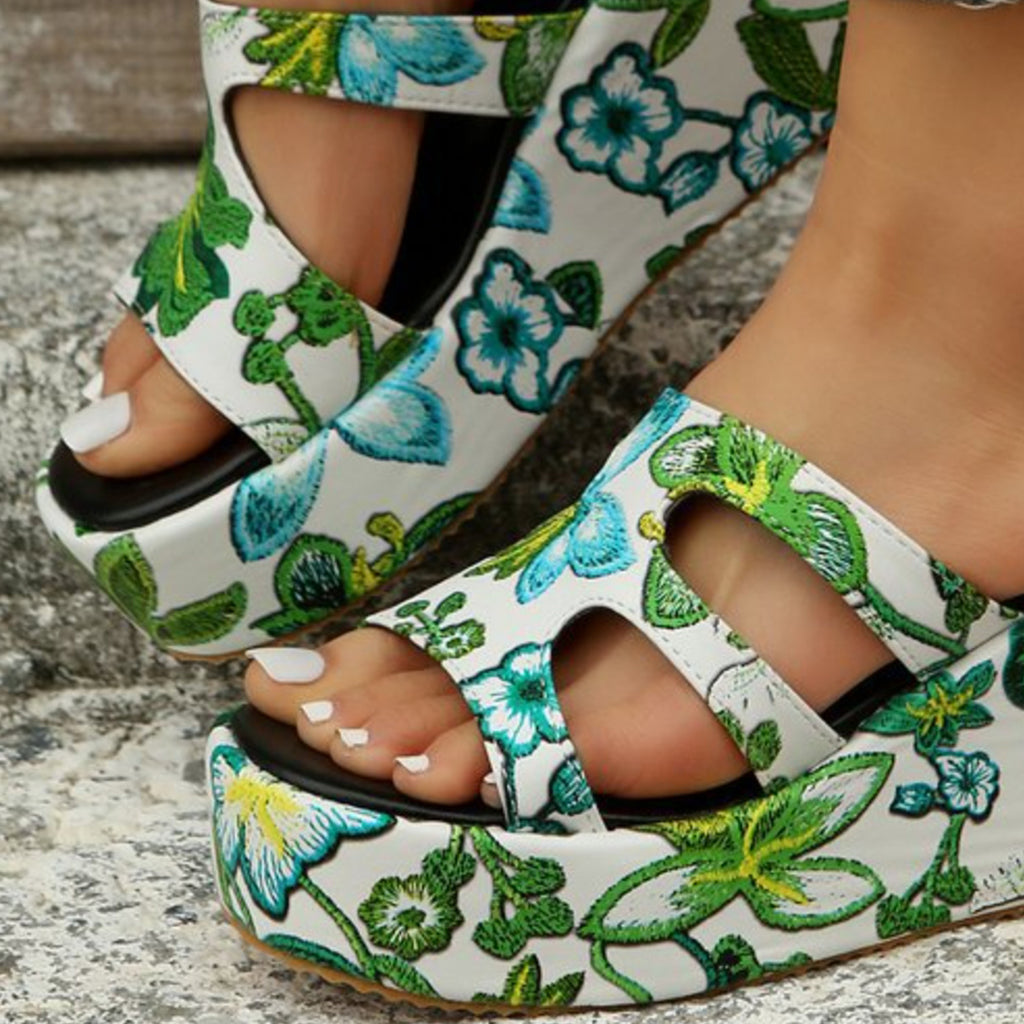 Cutout Floral Peep Toe Sandals-Timber Brooke Boutique, Online Women's Fashion Boutique in Amarillo, Texas