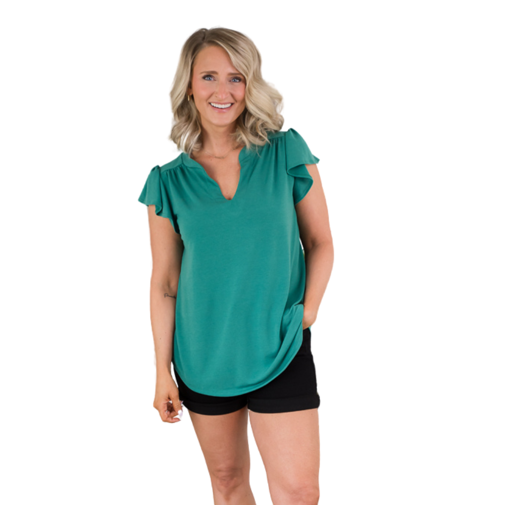 How We Met Top in Green-White Birch-Timber Brooke Boutique, Online Women's Fashion Boutique in Amarillo, Texas