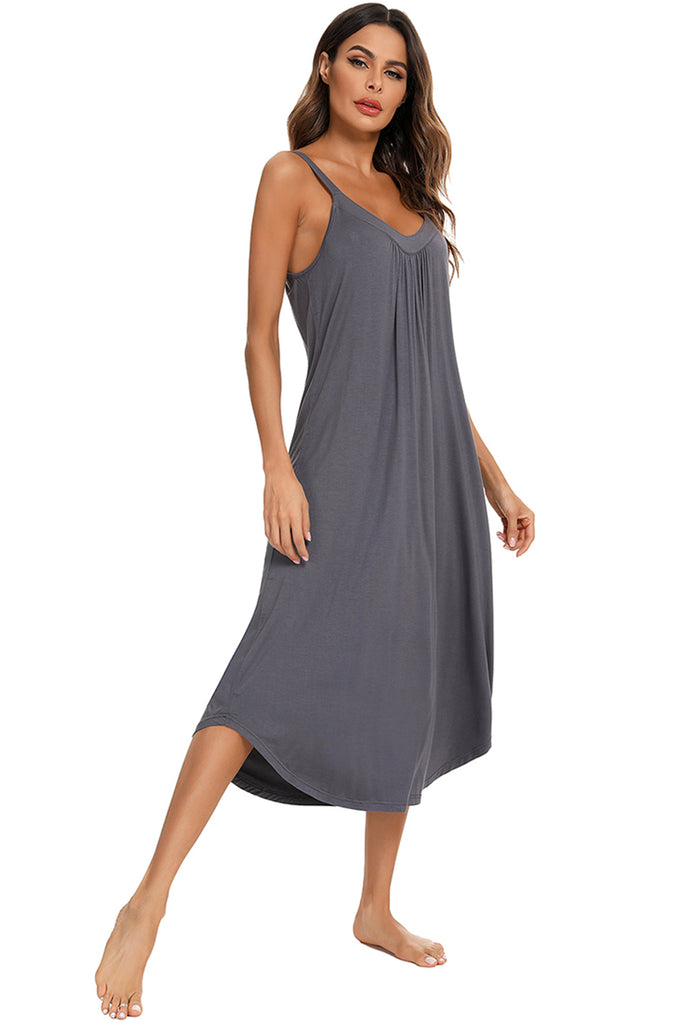 V-Neck Midi Lounge Dress-Timber Brooke Boutique, Online Women's Fashion Boutique in Amarillo, Texas