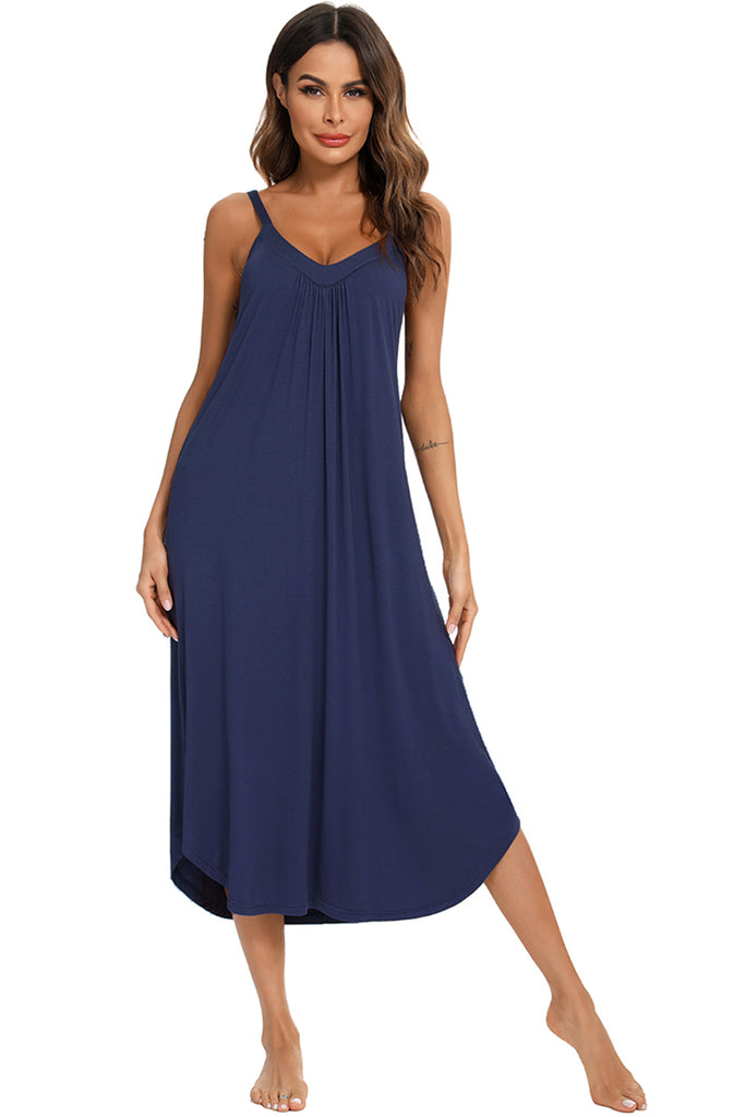 V-Neck Midi Lounge Dress-Timber Brooke Boutique, Online Women's Fashion Boutique in Amarillo, Texas