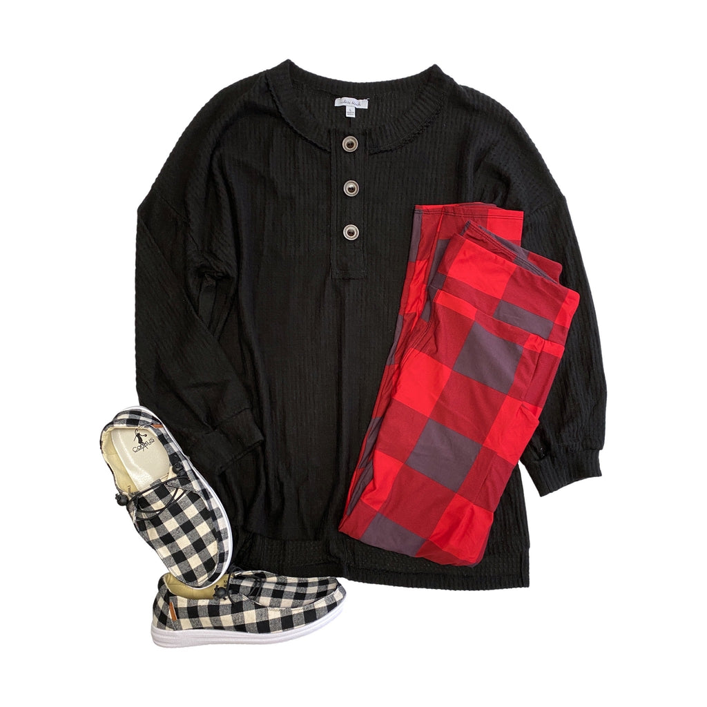 My Plaid Pocket Leggings in Red-Timber Brooke Boutique, Online Women's Fashion Boutique in Amarillo, Texas