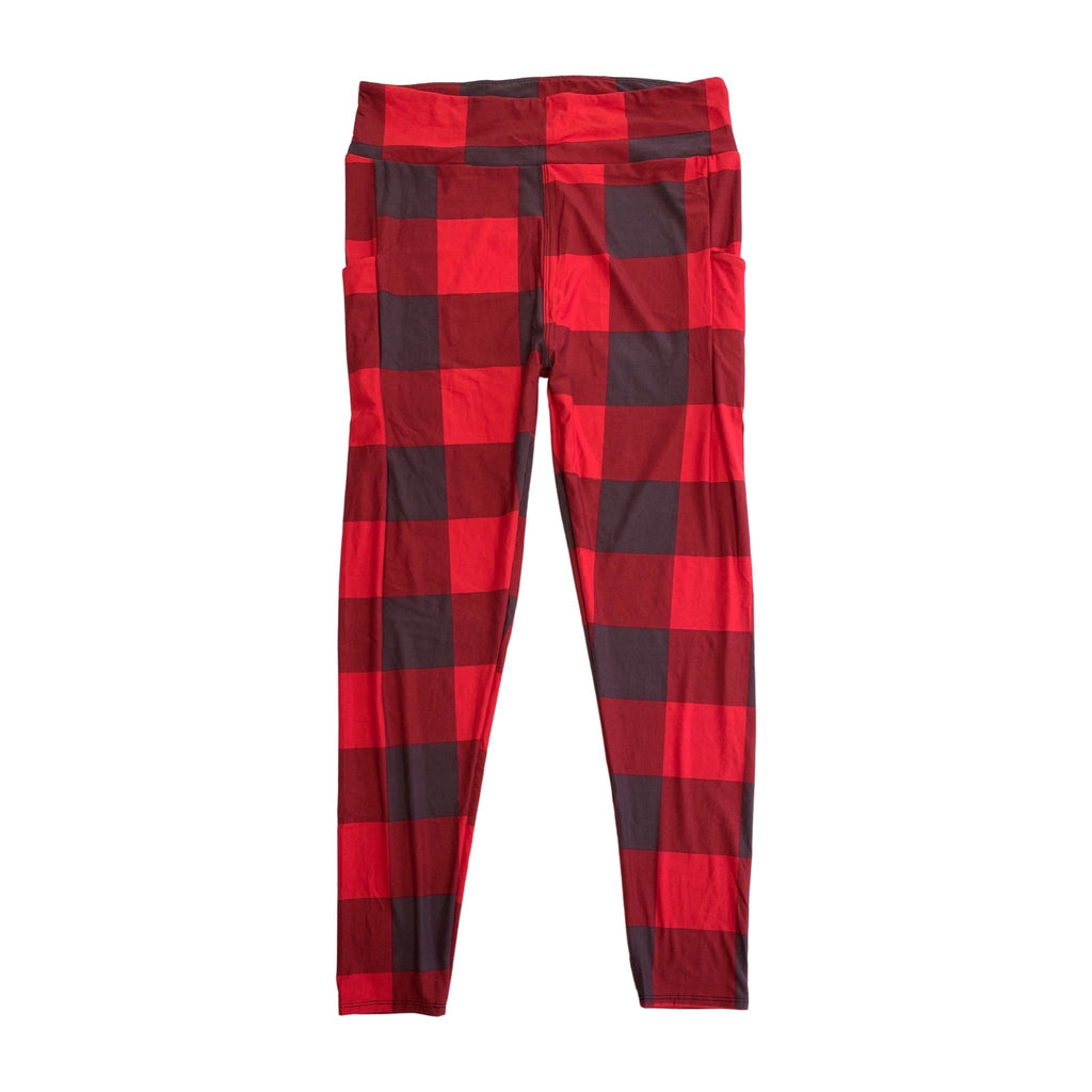 My Plaid Pocket Leggings in Red-Timber Brooke Boutique, Online Women's Fashion Boutique in Amarillo, Texas