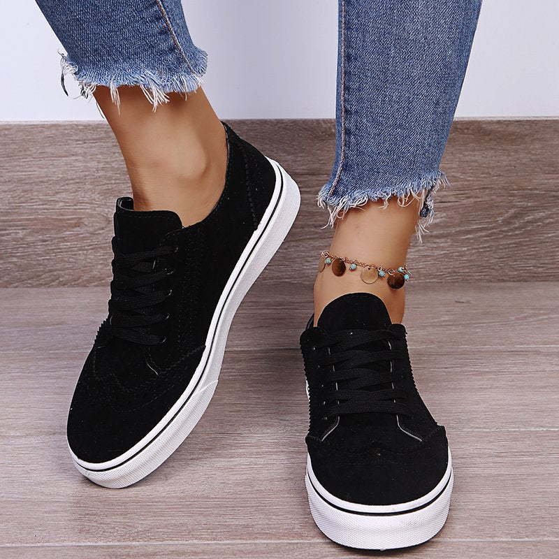 Suede Lace-Up Flat Sneakers-Timber Brooke Boutique, Online Women's Fashion Boutique in Amarillo, Texas