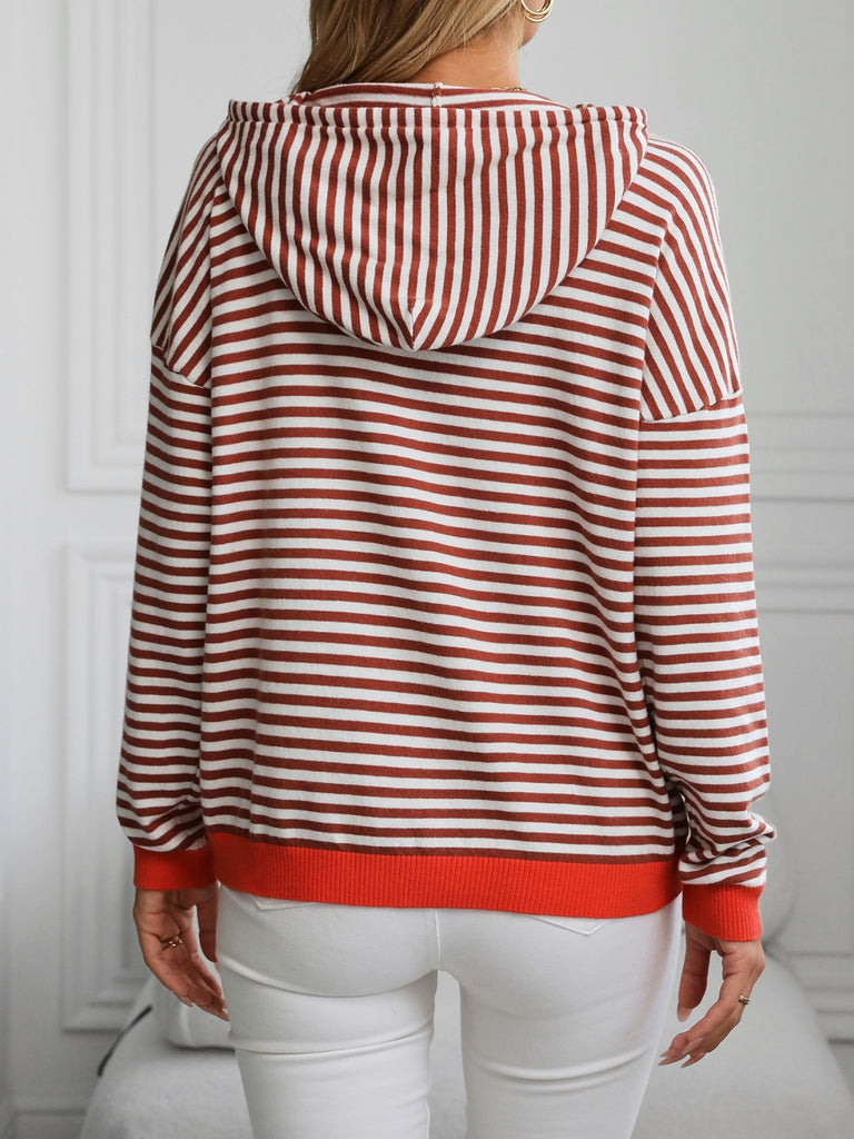 Striped Long Sleeve Hooded Knit Top-Timber Brooke Boutique, Online Women's Fashion Boutique in Amarillo, Texas